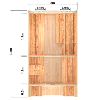 Fasssauna / Gartensauna / Banja / Round 3,5 m mit Balkon und Vorraum